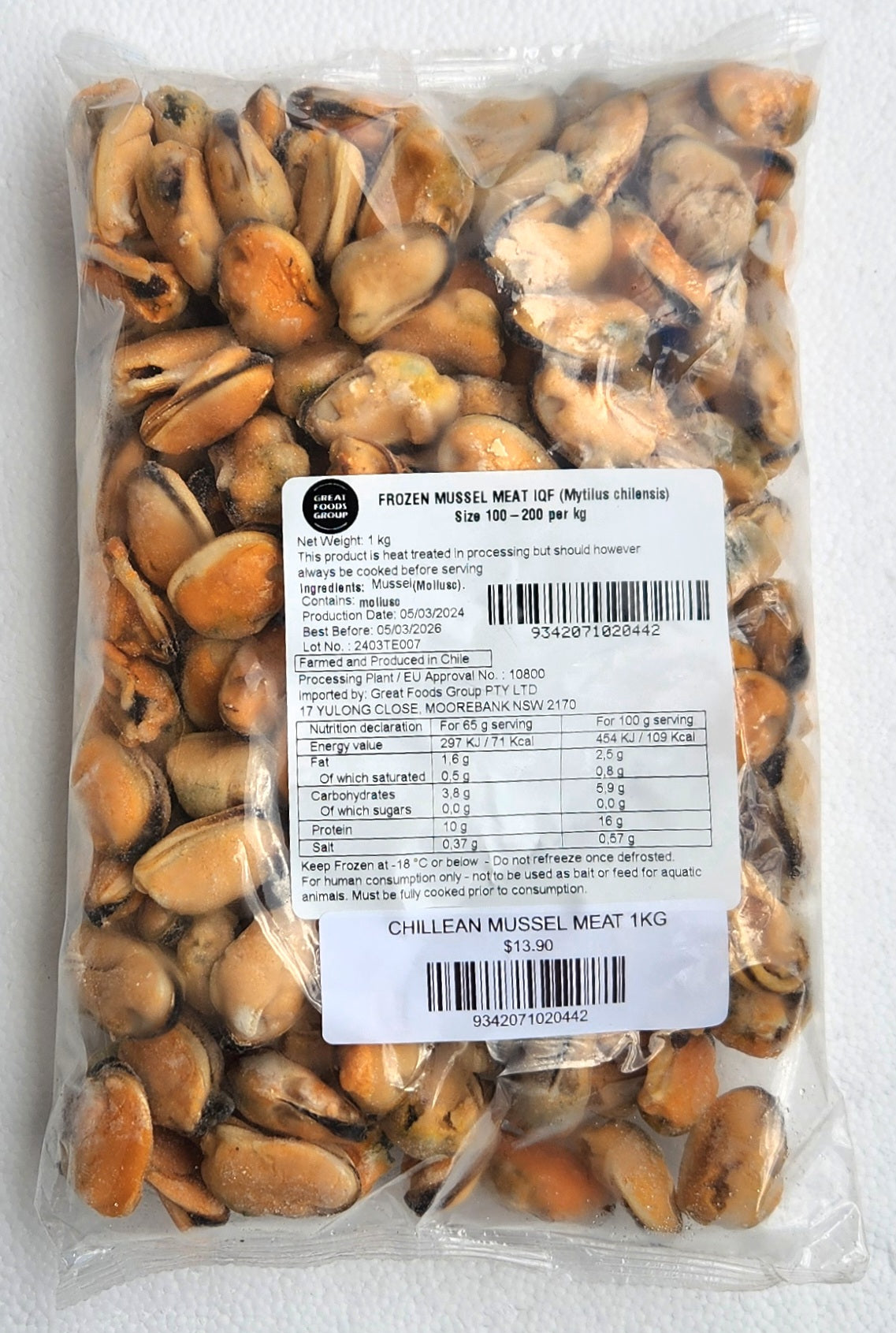 Chilean Mussel Meat 1kg