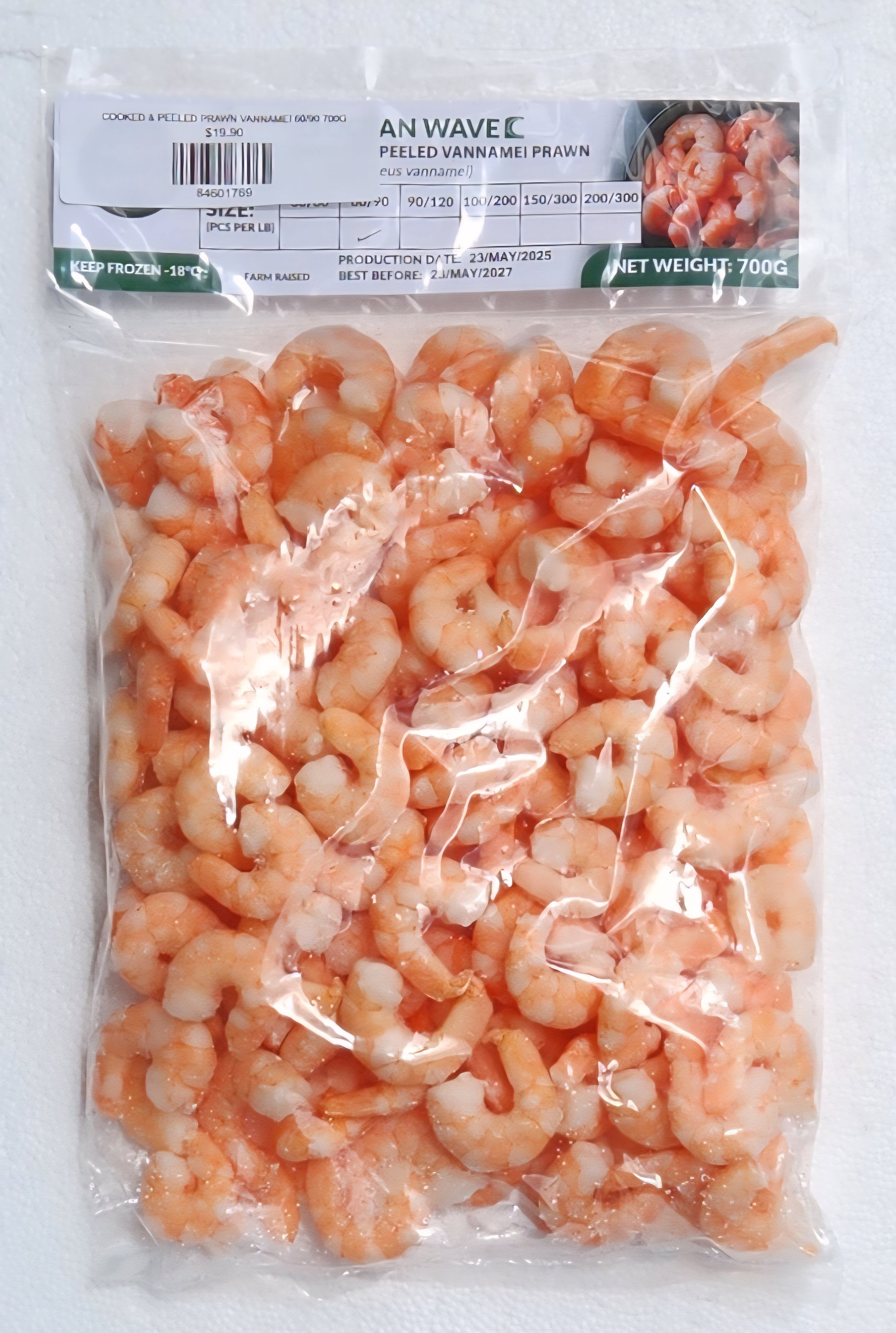 Cooked & Peeled Prawn Vannamei 60/90 700g