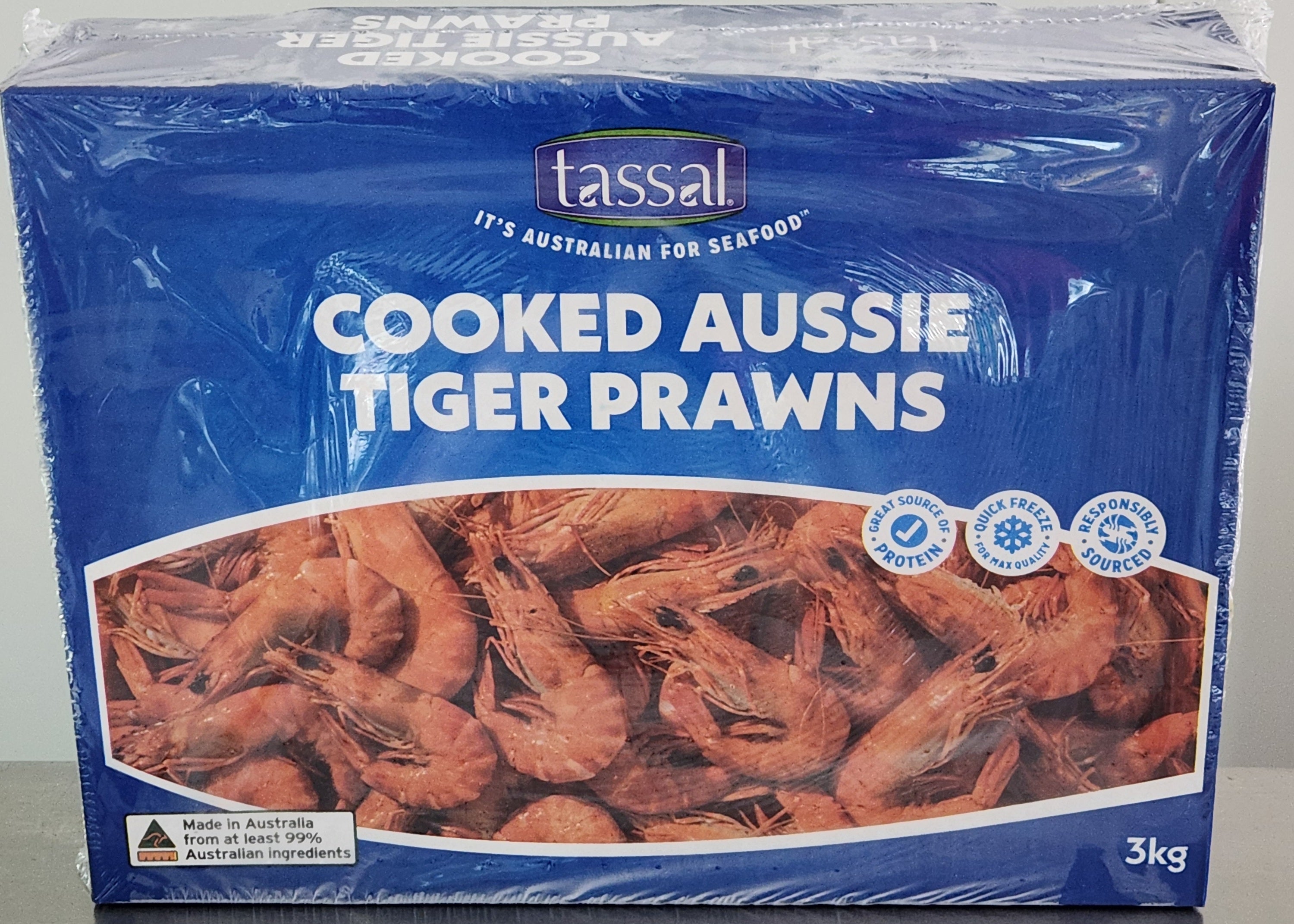 3kg Medium Australian Cooked Tiger Prawns - Tassal